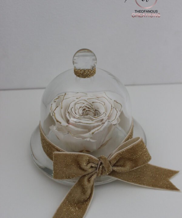 Κρυστάλλινος θόλος με Forever Rose - WHITE&GOLD