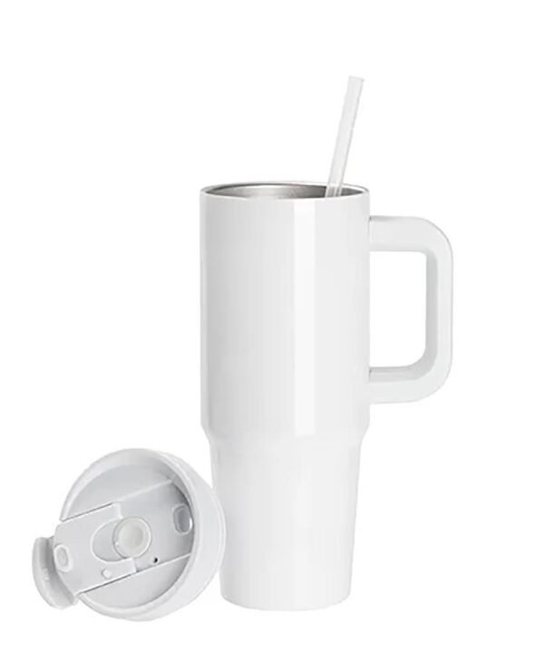 Travel Tumbler 900ml (White) Plastic Handle with Flip Lid