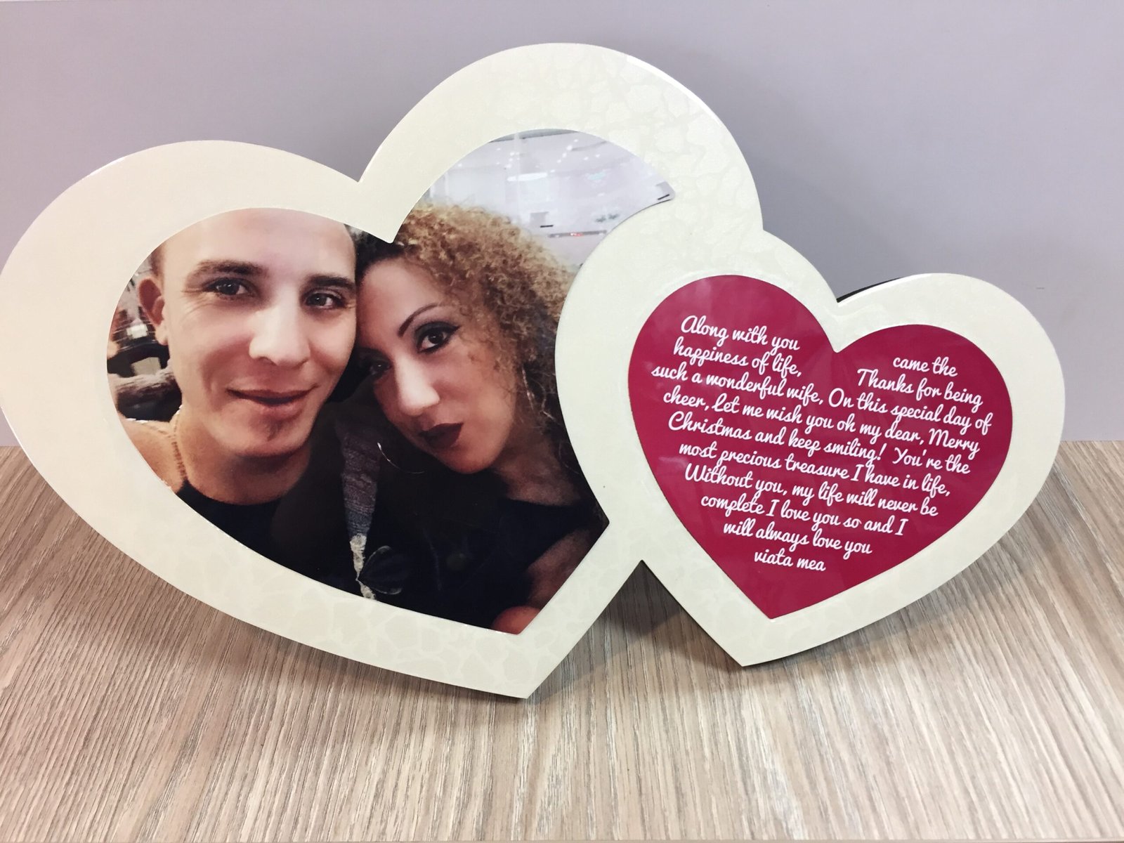 Προσωποποιημένη Διπλή Ξύλινη Κορνίζα Καρδιά