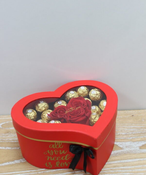 Rose & Chocolate Message Heart Box