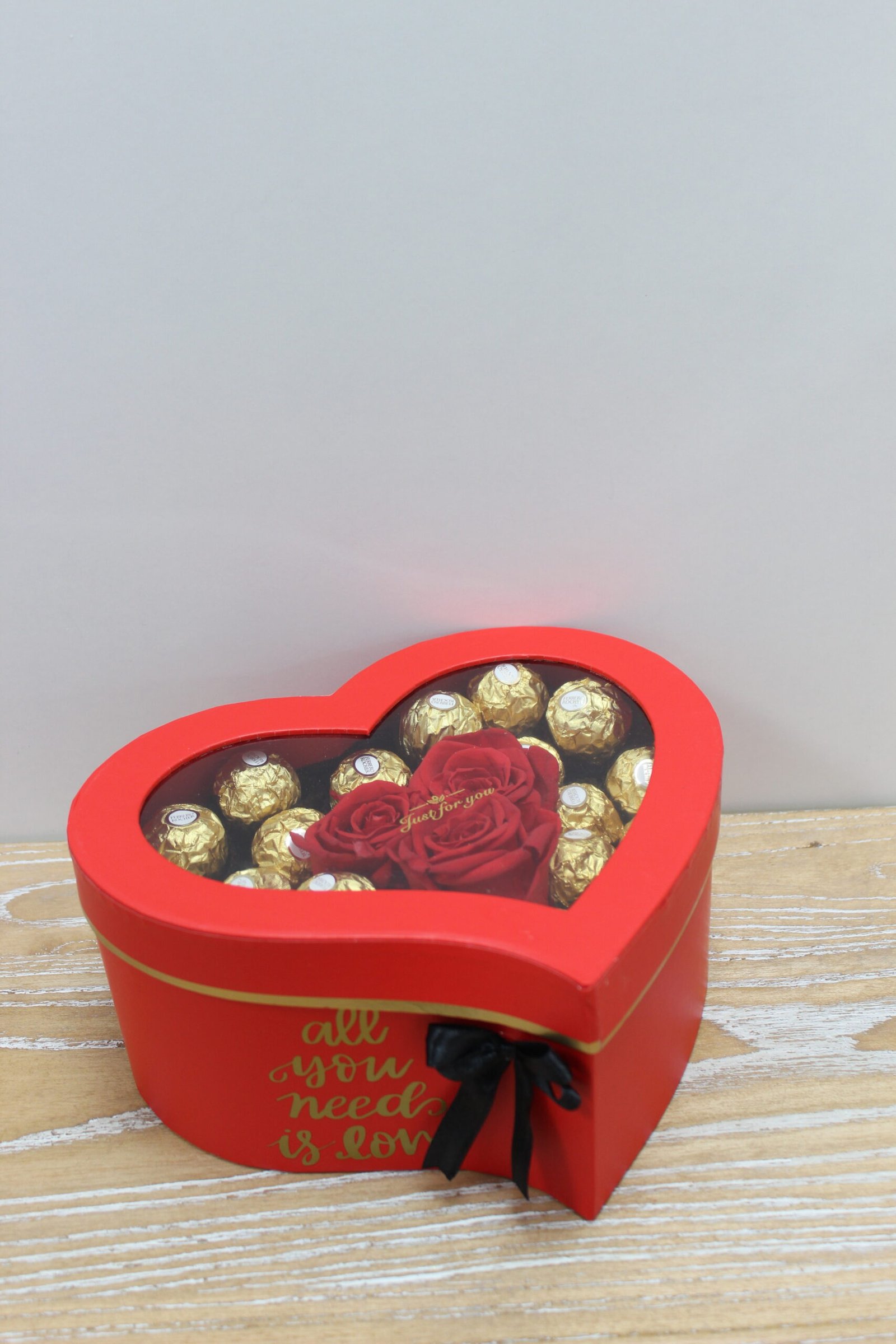 Rose & Chocolate Message Heart Box