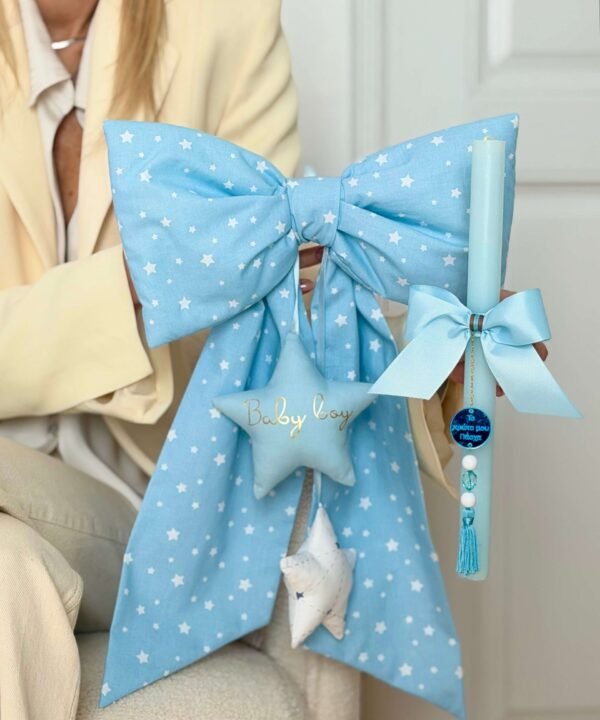 Πασχαλινή λαμπάδα Luxury Set Φιόγκος Σιελ