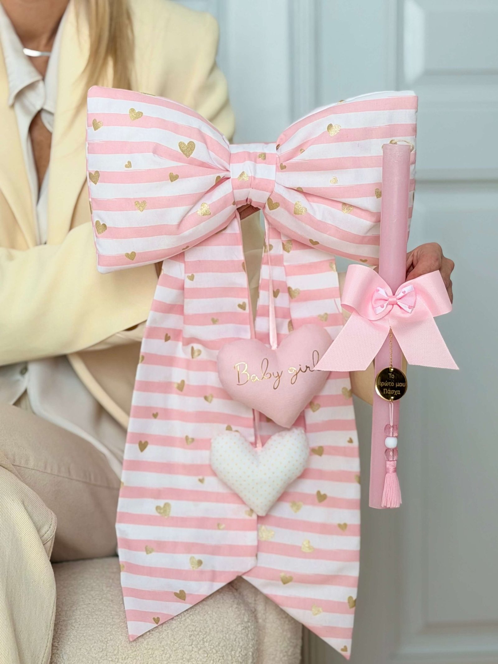 Πασχαλινή λαμπάδα Luxury Set Φιόγκος Ροζ